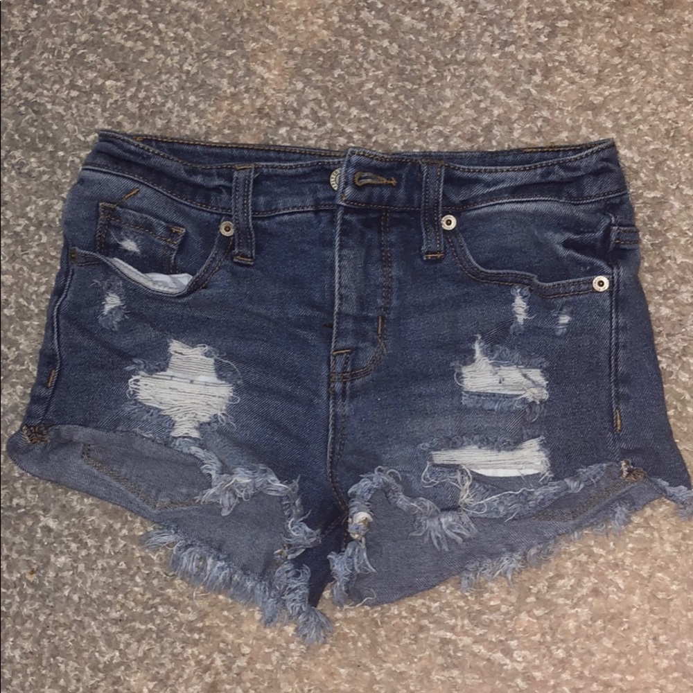 High rise blue jean shorts